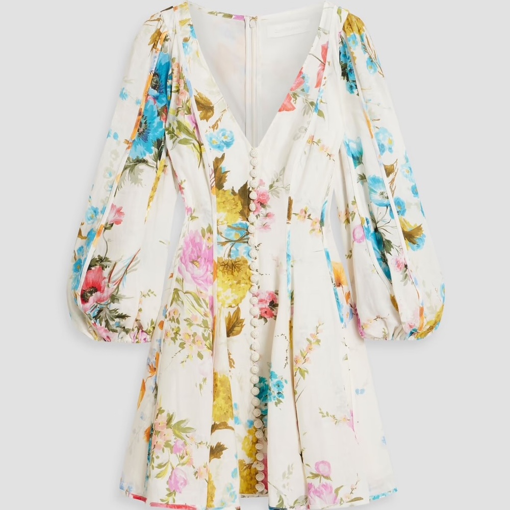 Zimmermann  Halcyon Paneled Linen Minidress AU 3 US Size 10